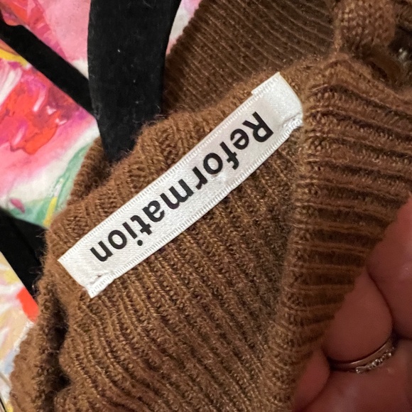 Reformation Cashmere Osteria Open Back Tie Sweater Cinnamon Brown Size Small - Picture 10 of 11